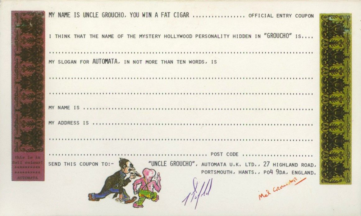 Inside Cover for My Name is Uncle Groucho You Win a Fat Cigar (ZX Spectrum): side A, I (next front cover)