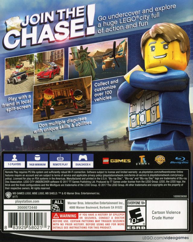 Back Cover for LEGO City: Undercover (PlayStation 4)