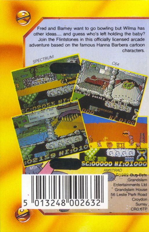 Back Cover for The Flintstones (ZX Spectrum) (Budget re-release (Bug-Byte Premier))