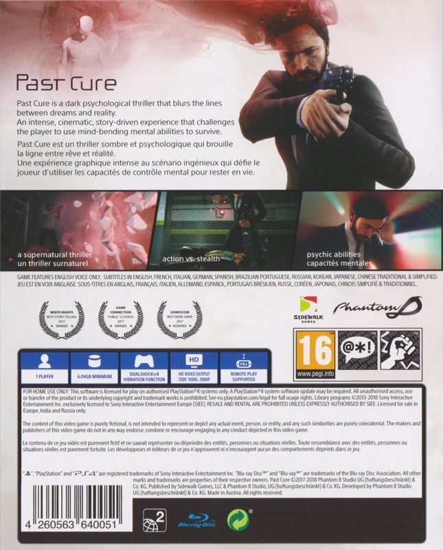 Back Cover for Past Cure (PlayStation 4)