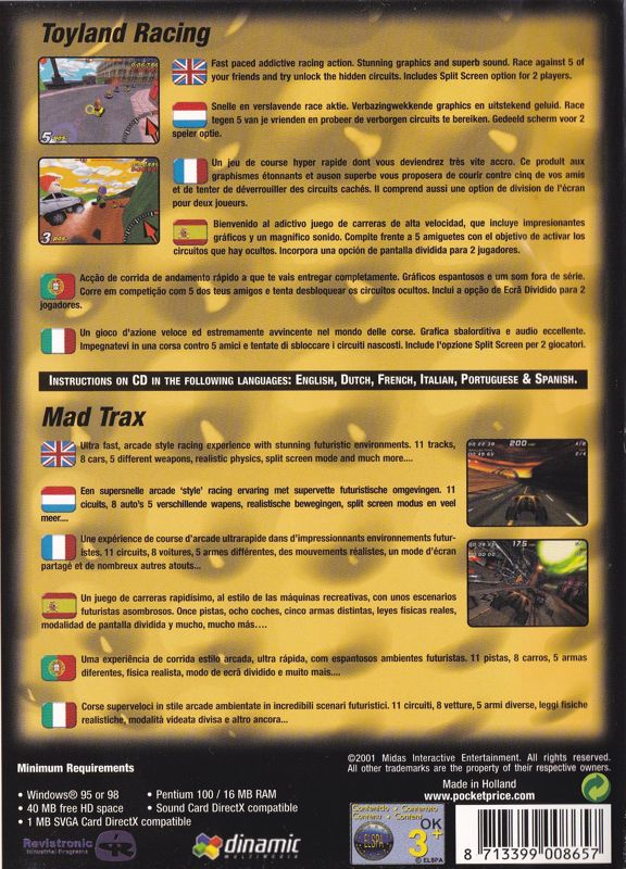 Back Cover for Toyland Racing / Mad Trax (Windows)