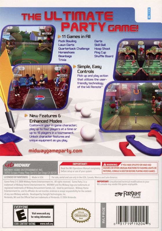 Back Cover for Game Party 2 (Wii)