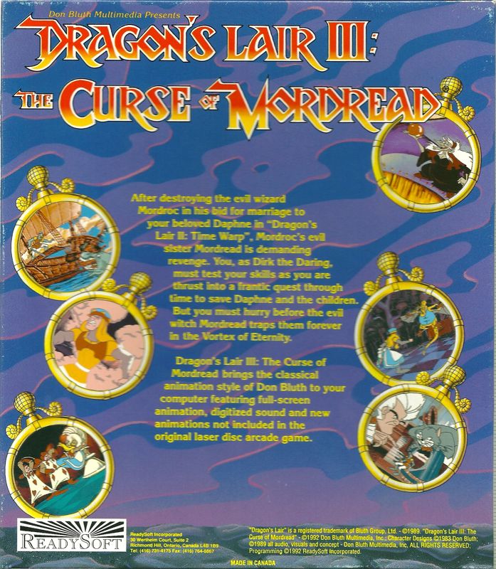 Back Cover for Dragon's Lair III: The Curse of Mordread (DOS)