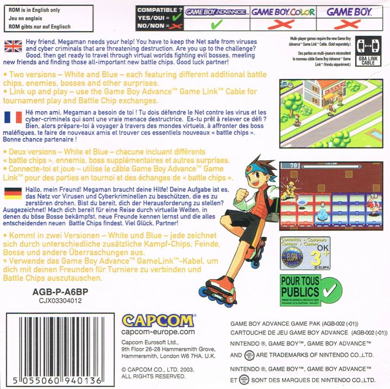 Back Cover for Mega Man Battle Network 3: White Version (Game Boy Advance)