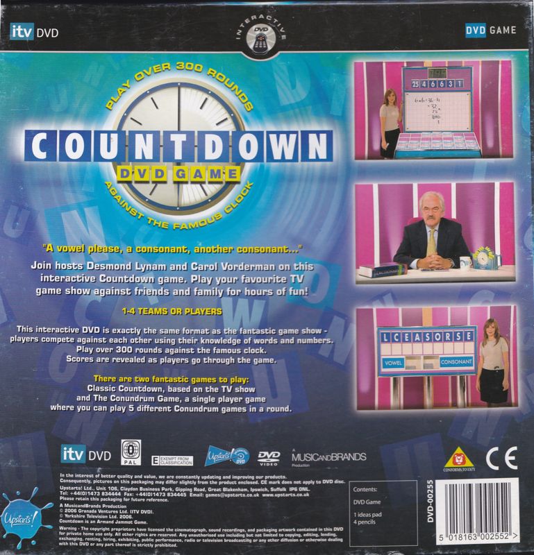 Back Cover for Countdown: DVD Game (DVD Player)