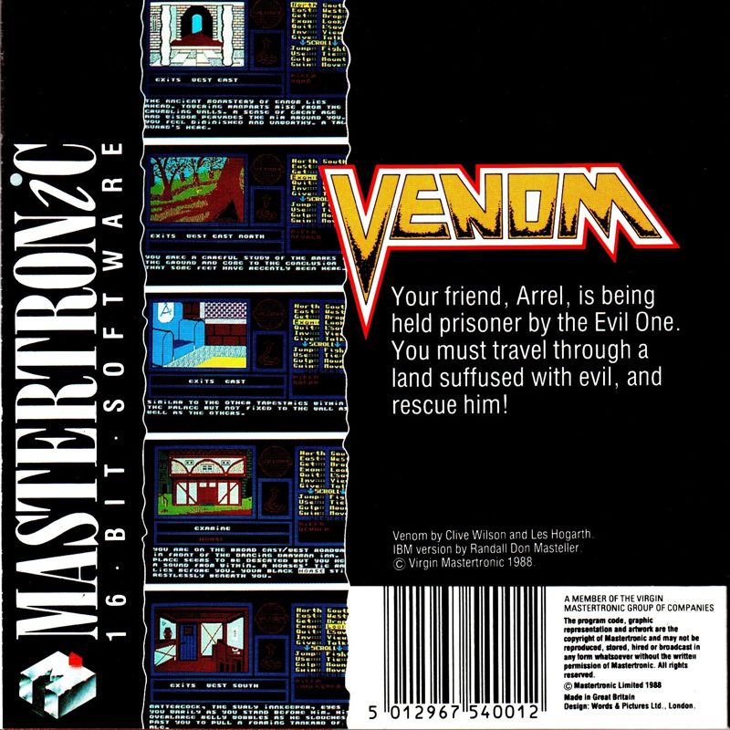 Back Cover for Venom (DOS)