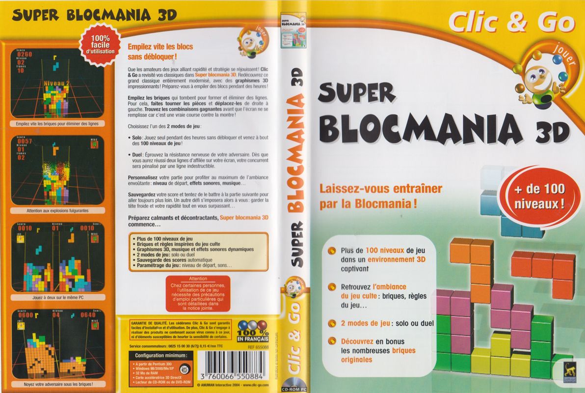 Full Cover for Blocmania 3D (Windows) ("Clic & Go" retail release (Anuman 2004))