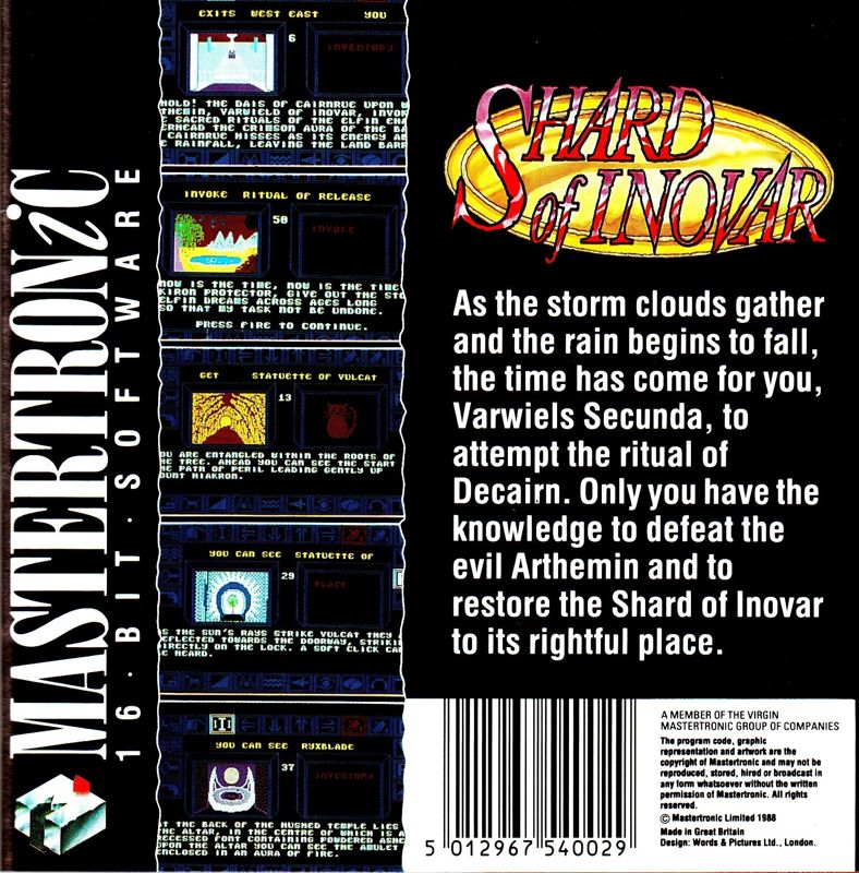 Back Cover for Shard of Inovar (DOS)