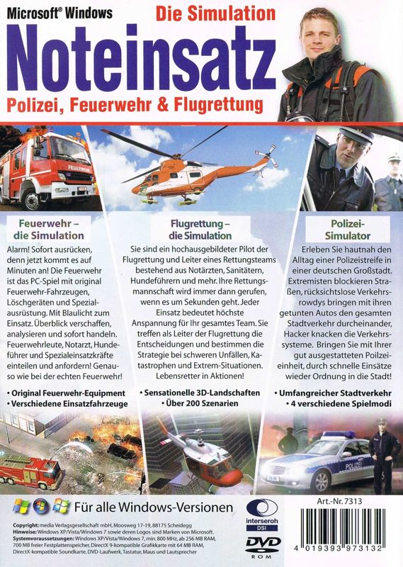 Back Cover for Noteinsatz: Polizei, Feuerwehr & Flugrettung (Windows)