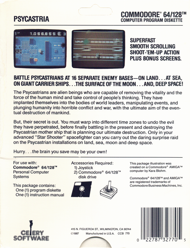 Back Cover for Psycastria (Commodore 64)
