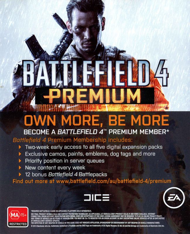 Extras for Battlefield 4 (PlayStation 4): Premium advertisment - front