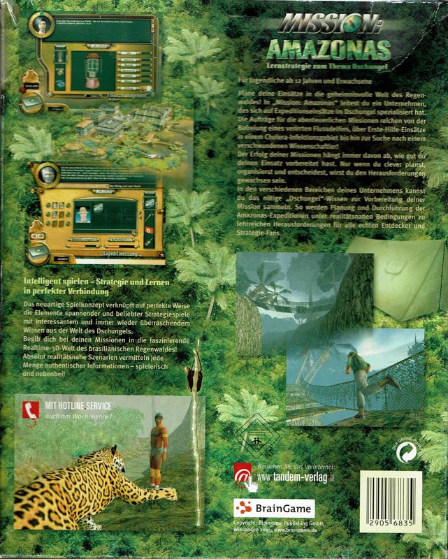 Back Cover for Mission Amazonas (Windows) (Tandem Verlag release)