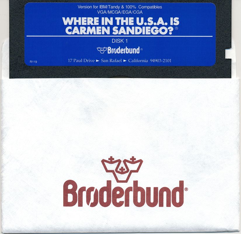 Media for Where in the U.S.A. Is Carmen Sandiego? (DOS) (1989 re-release): 5.25" Disk 1/2