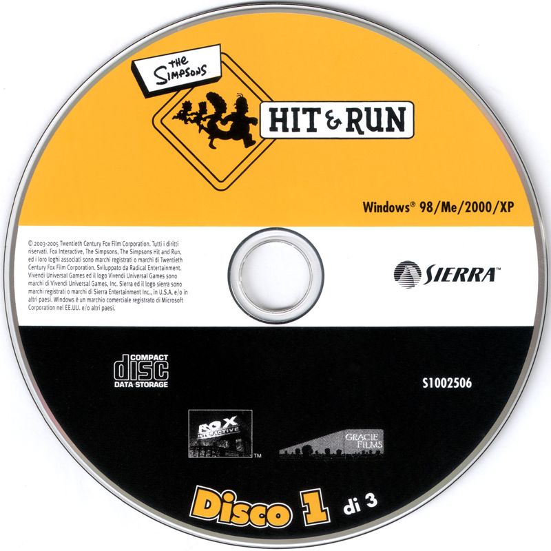 Media for The Simpsons: Hit & Run (Windows) (BestSeller Series release): Disc 1