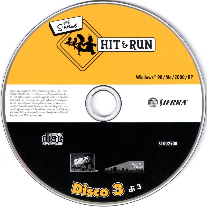 Media for The Simpsons: Hit & Run (Windows) (BestSeller Series release): Disc 3