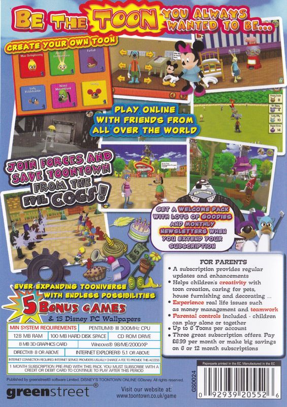 Back Cover for Toontown Online (Windows) (GreenStreet release)