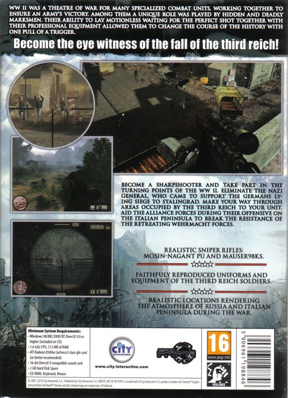 Back Cover for Sniper: Art of Victory (Windows) (re-release)