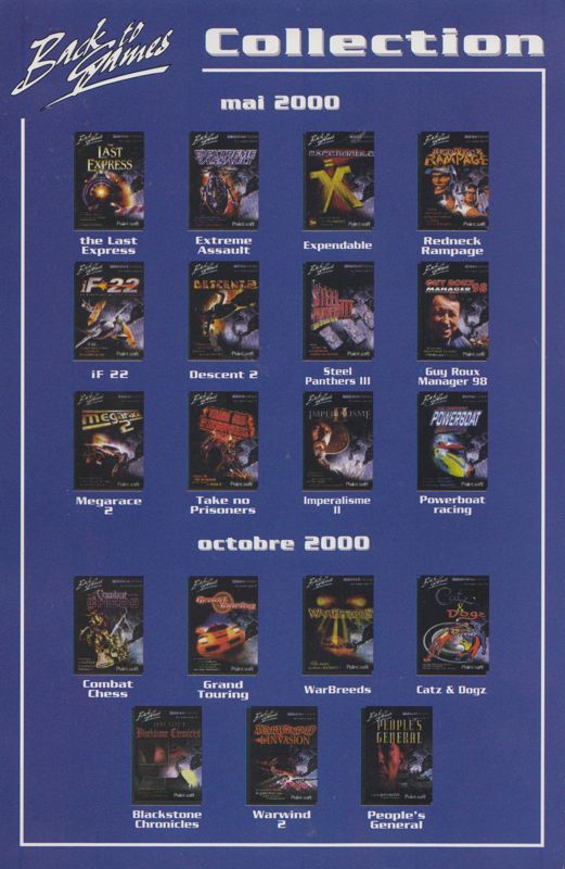 Advertisement for WarBreeds (Windows) (Back To Games release (PointSoft 2000)): Back to Games' catalog (05/2000)