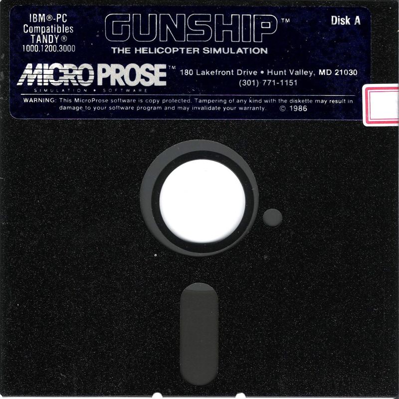Media for Gunship (DOS): 5.25" Disk 1/2 A -- Key Disk