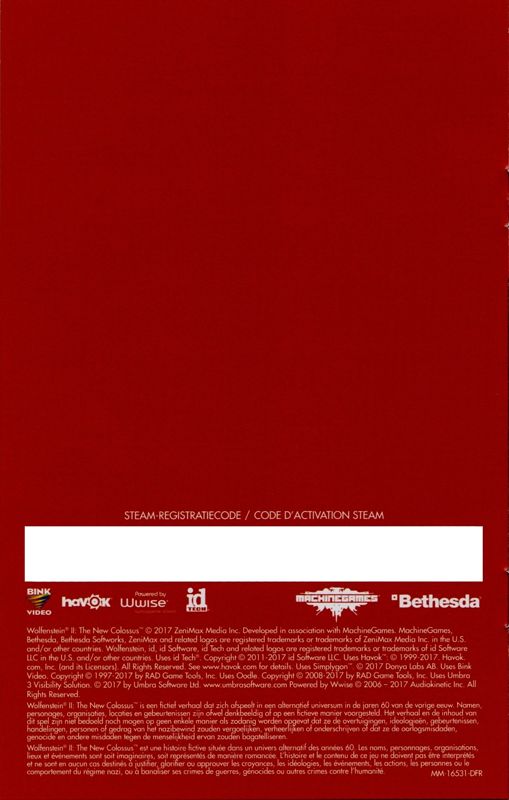 Manual for Wolfenstein II: The New Colossus (Windows): Back