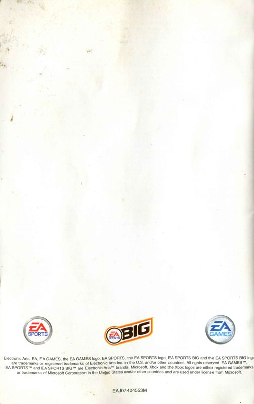 Manual for Rugby 2005 (Xbox): Back
