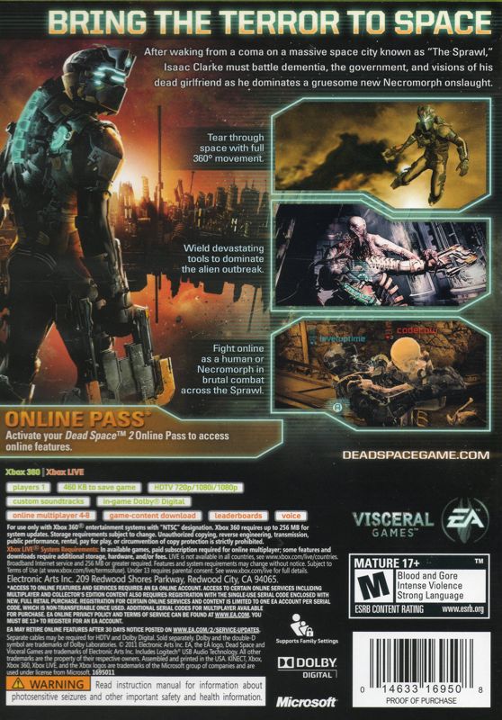 Other for Dead Space 2 (Collector's Edition) (Xbox 360): Keep Case - Back Cover