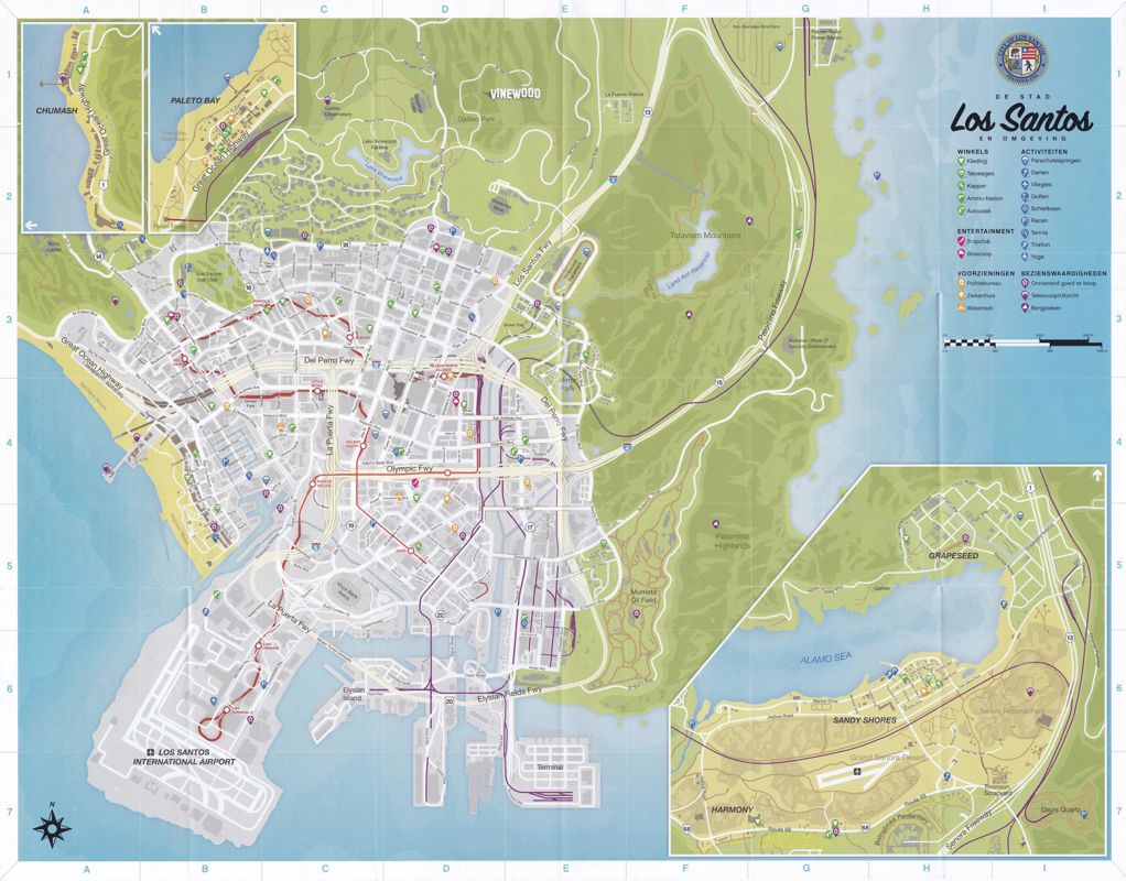 Map for Grand Theft Auto V (PlayStation 4): Los Santos