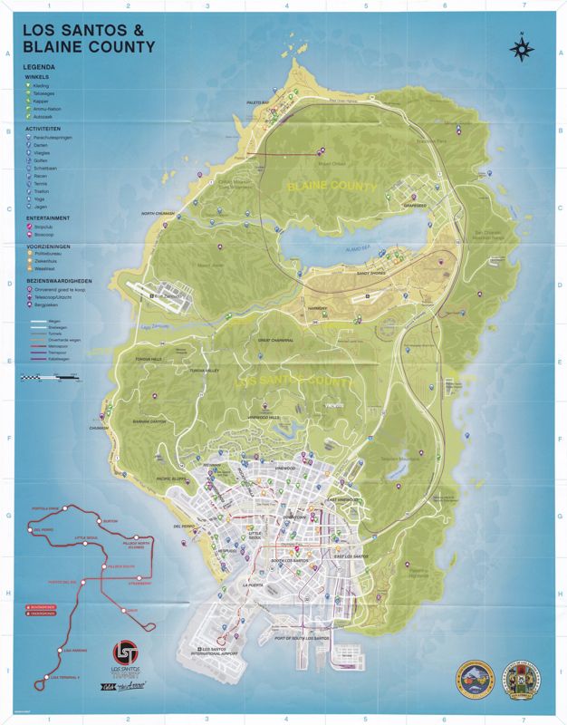 Map for Grand Theft Auto V (PlayStation 4): Blaine County