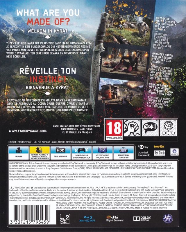 Back Cover for Far Cry 4 (PlayStation 4)