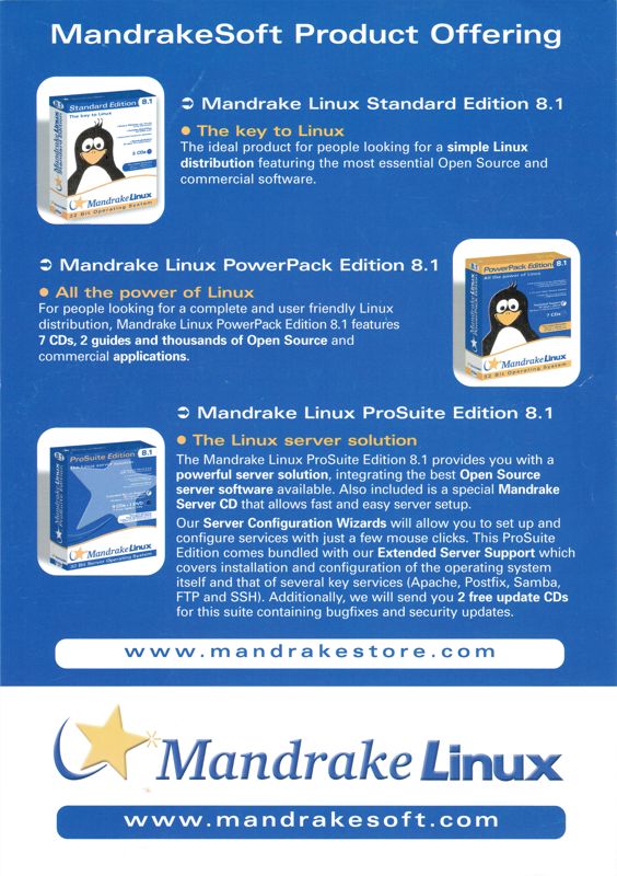 Advertisement for MandrakeLinux Gaming Edition (Linux): Front