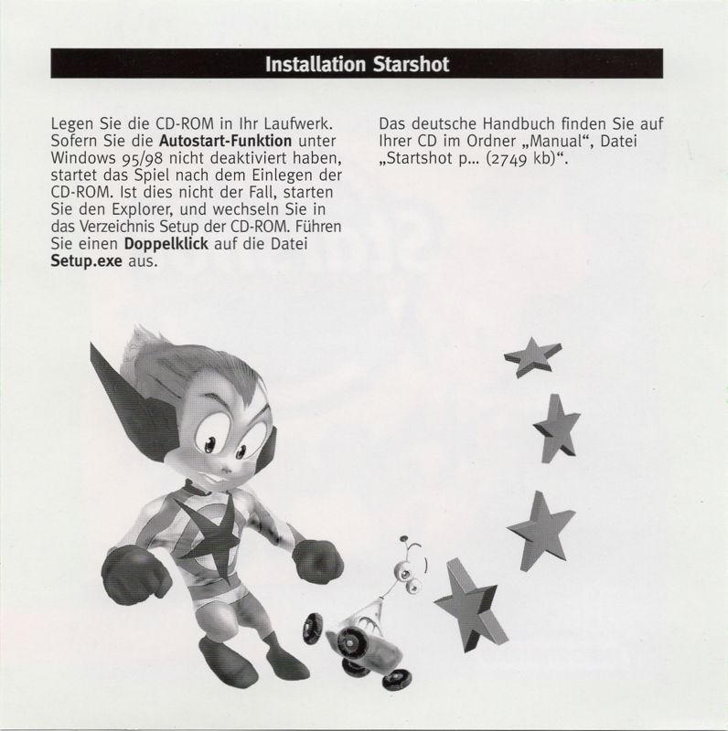 Inside Cover for Starshot: Space Circus Fever (Windows) (Green Pepper release (#78))