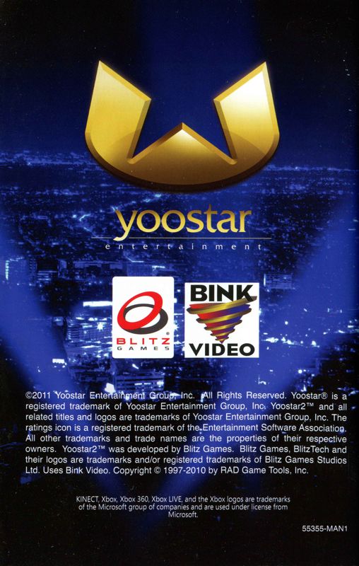 Manual for Yoostar 2: In the Movies (Xbox 360): Back