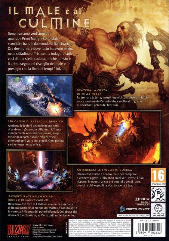 Back Cover for Diablo III (Macintosh and Windows)