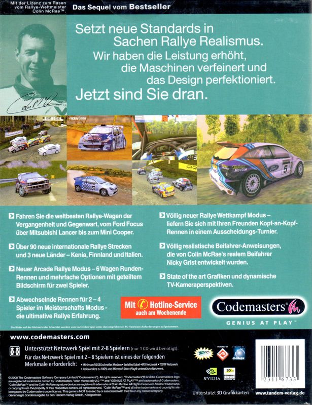 Back Cover for Colin McRae Rally 2.0 (Windows) (Re-release)