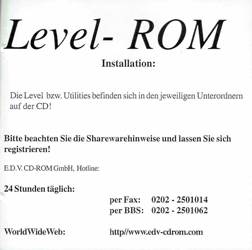 Inside Cover for Level-ROM (DOS and Windows): Left Inlay
