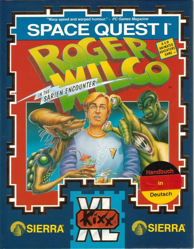 Front Cover for Space Quest I: Roger Wilco in the Sarien Encounter (DOS) (KIXX XL release (3.5" Floppy Disk version))