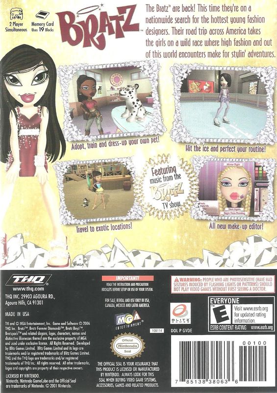 Back Cover for Bratz Forever Diamondz (GameCube)