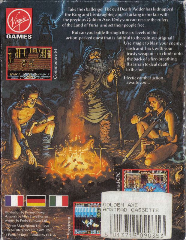 Back Cover for Golden Axe (Amstrad CPC)