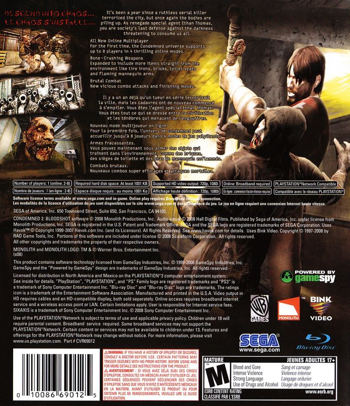 Condemned 2: Bloodshot cover or packaging material - MobyGames