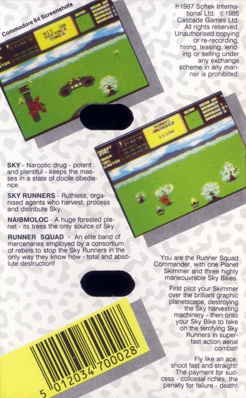 Back Cover for Sky Runner (ZX Spectrum) (Budget re-release (The Micro Selection: 199 Selection))