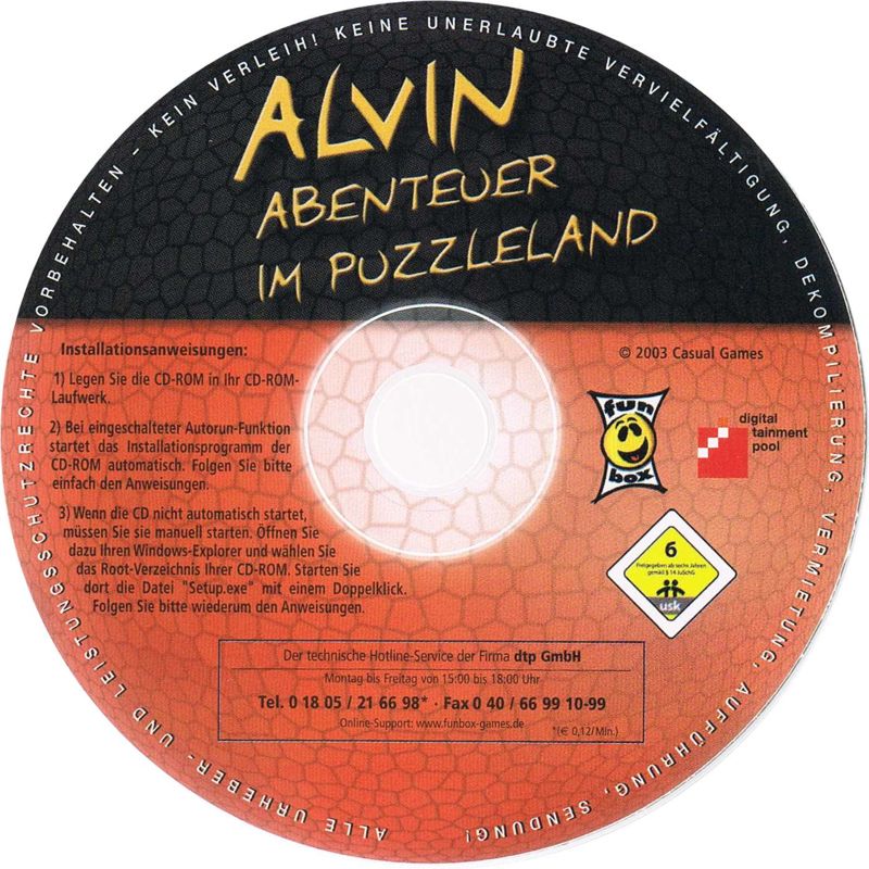 Media for Alvin: Abenteuer im Puzzleland (Windows) (Fun Box release)