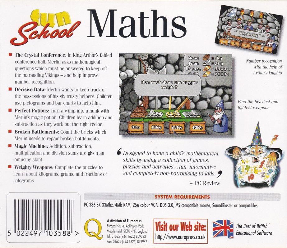 Back Cover for Fun School: Maths (DOS)