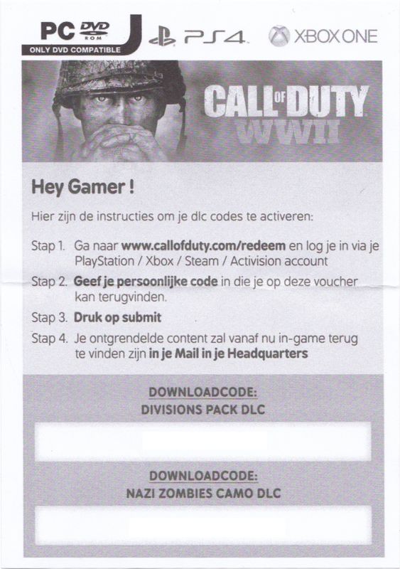 Extras for Call of Duty: WWII (PlayStation 4): Game-Mania Pre-order Bonus DLC Flyer