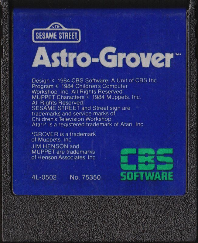 Media for Astro-Grover (Atari 8-bit) (Original packaging unknown at this time.): Back