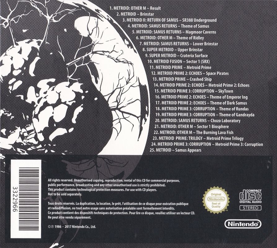 Soundtrack for Metroid: Samus Returns (Legacy Edition) (Nintendo 3DS): Digipack - Back