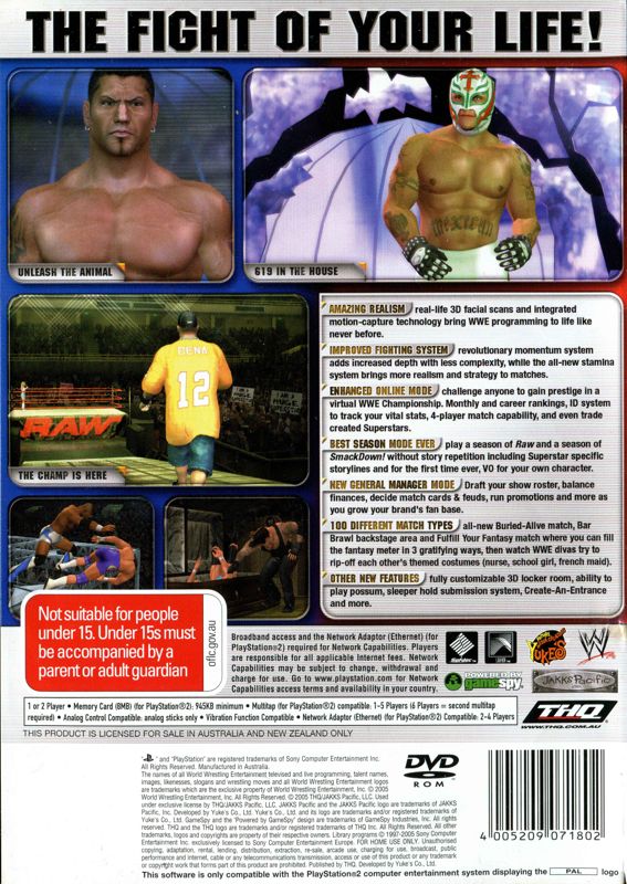 Back Cover for WWE Smackdown vs. Raw 2006 (PlayStation 2)