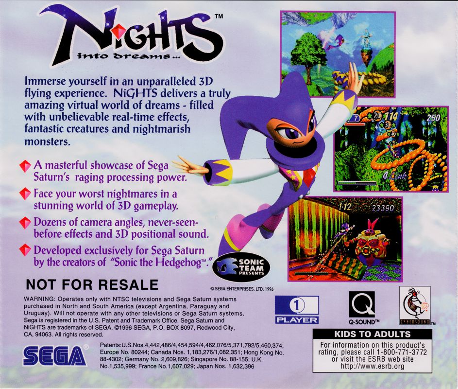 Other for NiGHTS into Dreams... (with 3D Control Pad) (SEGA Saturn) (Free Control Pad bundle): Jewel Case - Back