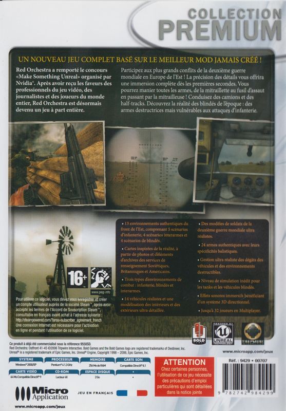 Back Cover for Red Orchestra: Ostfront 41-45 (Windows) (Premium Collection release (Micro Application 2007))