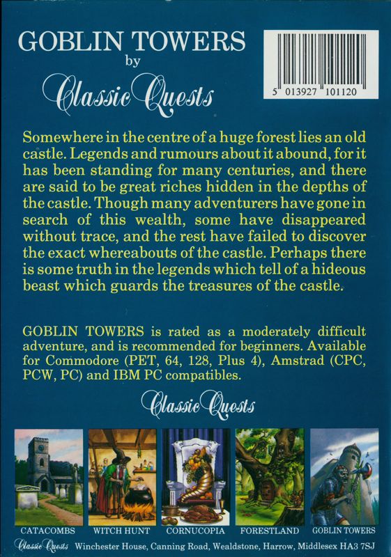 Back Cover for Goblin Towers (Commodore 64)