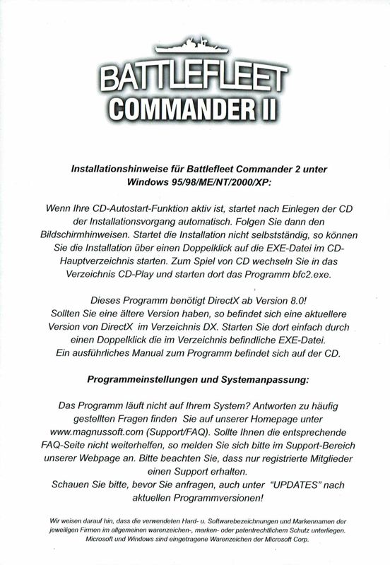 Inside Cover for Battle Fleet Commander II (Windows): Left Inlay